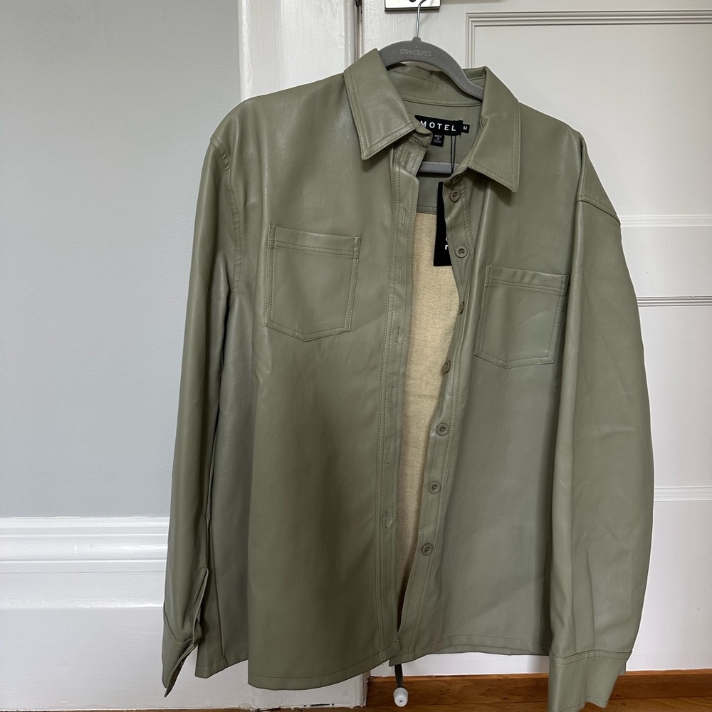 Green leather shacket